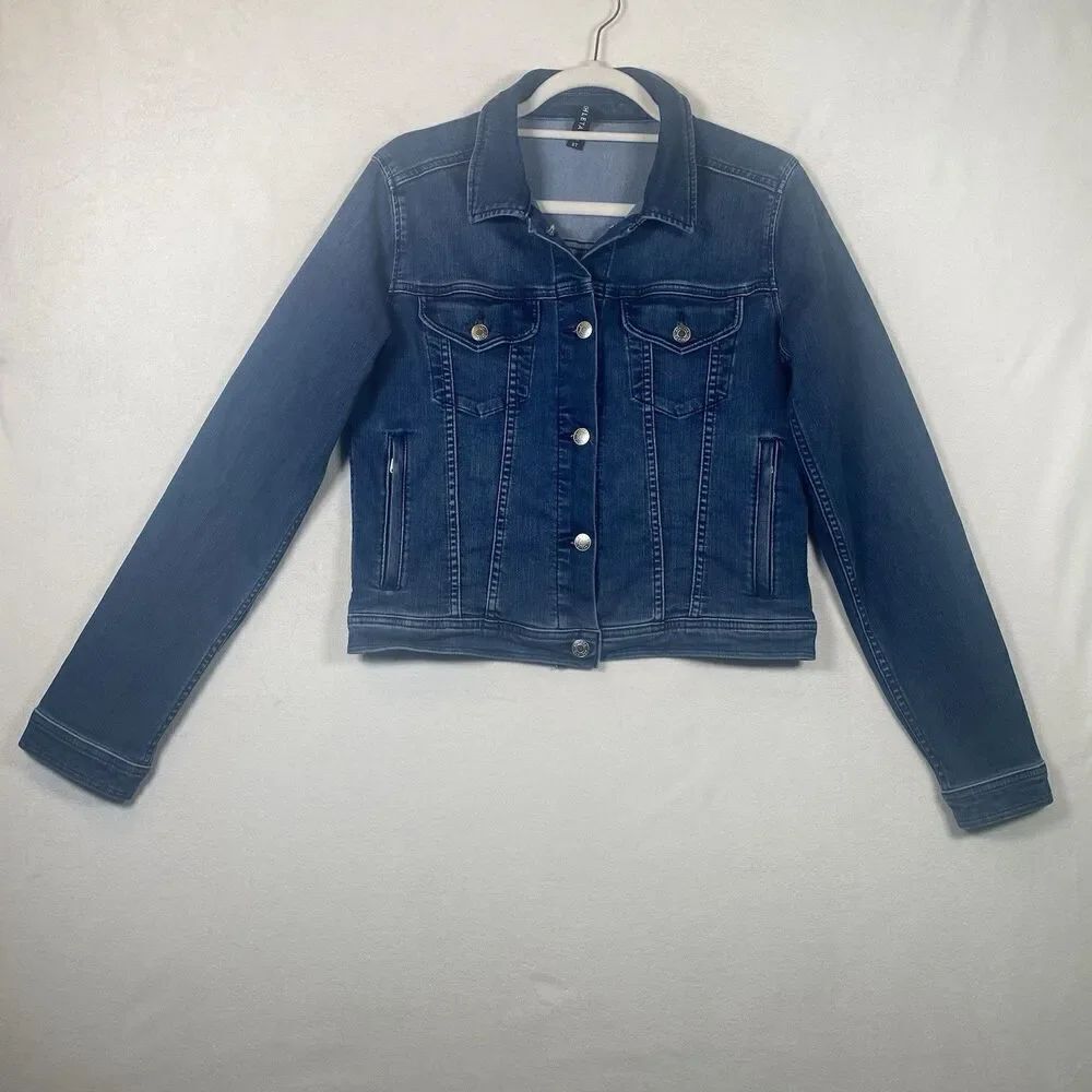Athleta Detour Denim Jacket Women’s Size Small Tall Blue Stretch Cotton Blend
